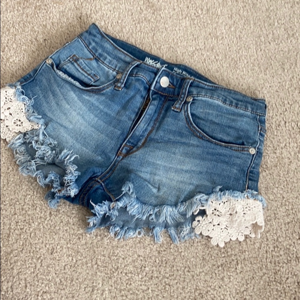 High rise denim shorts